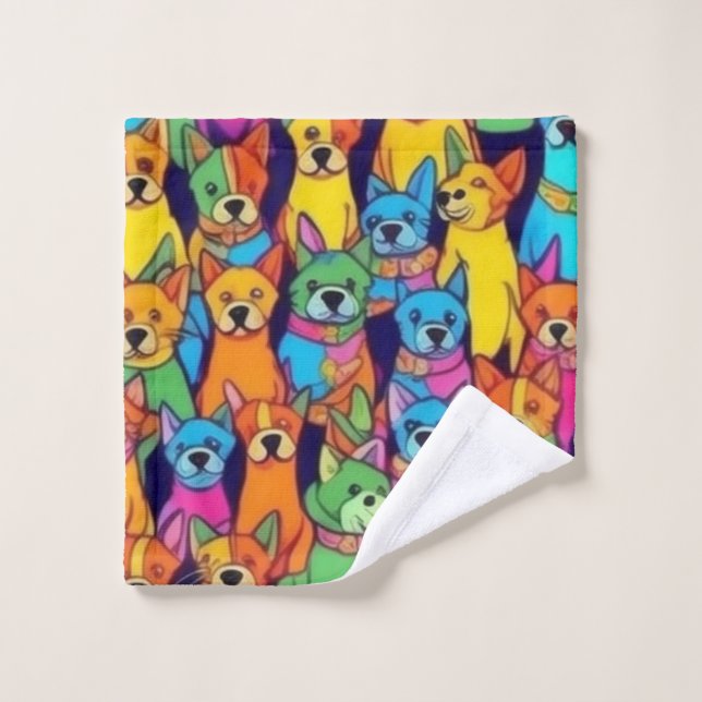 Cute colorful dogs happy dogs wash cloth (Wash Cloth)