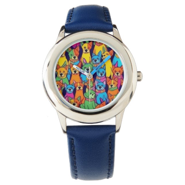 Cute colorful dogs happy dogs watch (Front)