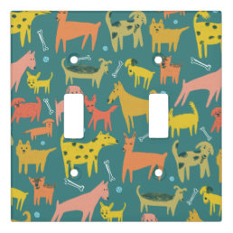 Cute colorful dogs pattern green light switch cover