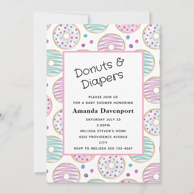 Cute Colorful Donut Pattern Baby Shower Invitation (Front)