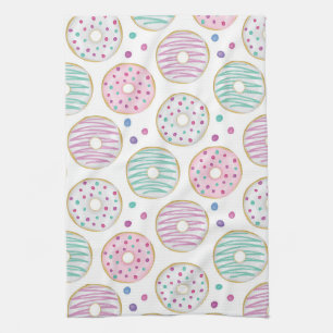 Cute Colorful Donut Pattern Kitchen Towel