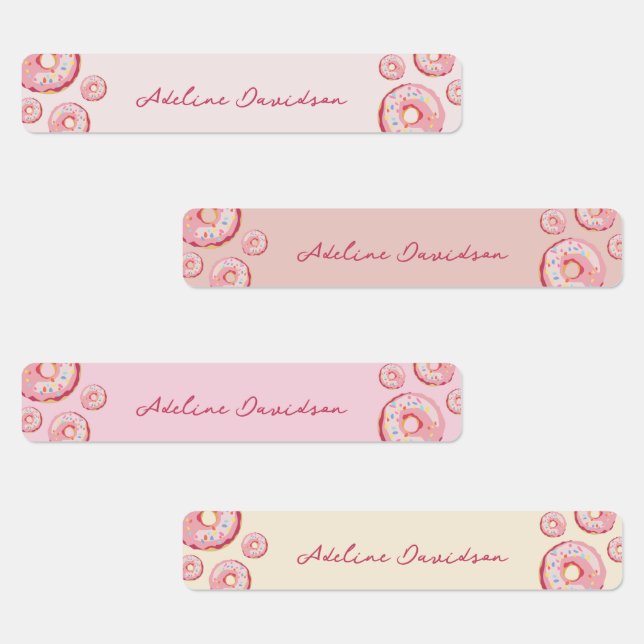 Cute Colorful Donut Theme Waterproof Kids Name Labels (Group)