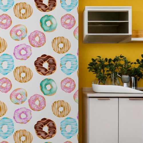 Cute Colorful Donuts Illustrations Pattern Wallpaper