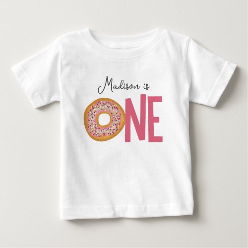 Cute Colorful Donuts One First Birthday Baby T_Shirt