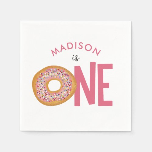 Cute Colorful Donuts One First Birthday Napkins