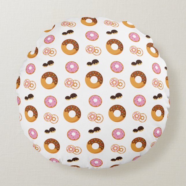 Cute Colorful Donuts Pattern  Round Pillow (Front)