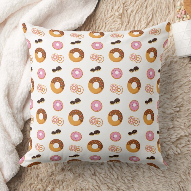 Cute Colorful Donuts Pattern  Throw Pillow (Blanket)