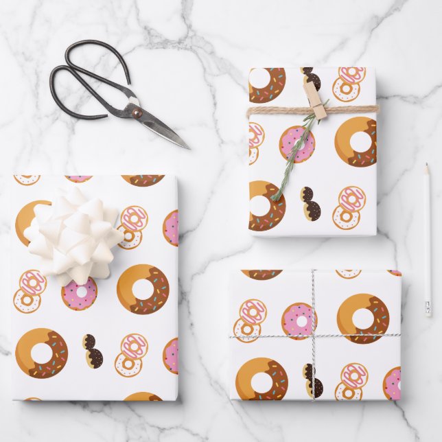 Cute Colorful Donuts Pattern  Wrapping Paper Sheets (Front)