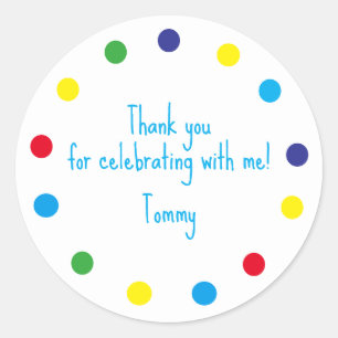 Cute Colorful Dots Kids Thank You Classic Round Sticker