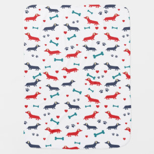 Cute Colorful Doxie Dog Dachshund Baby Blanket