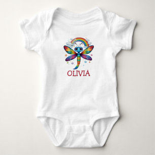 Cute Colorful Dragonfly with Rainbow Baby Bodysuit