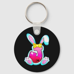 Cute Colorful Easter Coquette Bow Letter J Initial Keychain