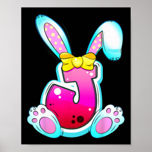 Cute Colorful Easter Coquette Bow Letter J Initial Poster