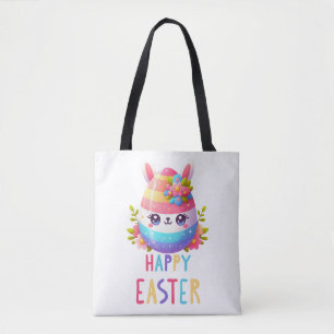 Cute, colorful Easter egg bunny Tote Bag