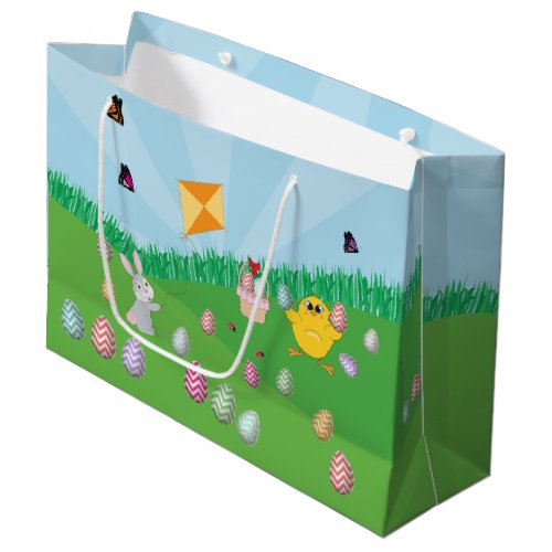 Cute  Colorful Easter Egg Hunt Bunny Chick  Large Gift Bag