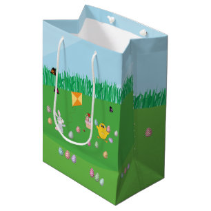Cute & Colorful Easter Egg Hunt Bunny Chick  Medium Gift Bag