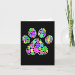 Cute Colorful Easter Eggs Dog Cat Paw Lover Happy  Card