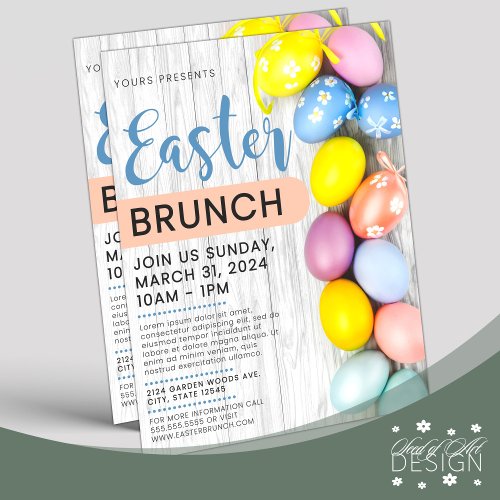 Cute Colorful Easter Eggs Easter Brunch Event Flyer