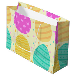Cute colorful easter eggs pattern large gift bag