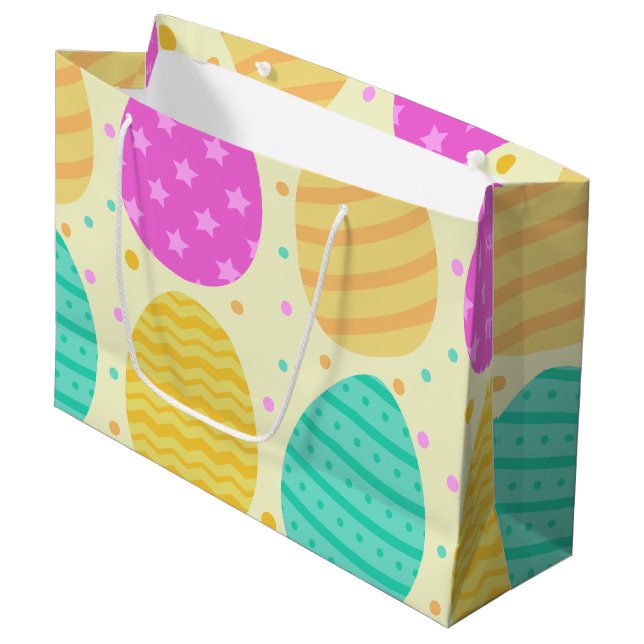 Cute colorful easter eggs pattern large gift bag (Front Angled)