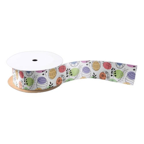 Cute colorful Easter Eggs Pattern Satin Ribbon