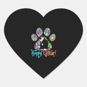 Cute Colorful Easter Eggs Paw Tuxedo Cat Happy Eas Heart Sticker