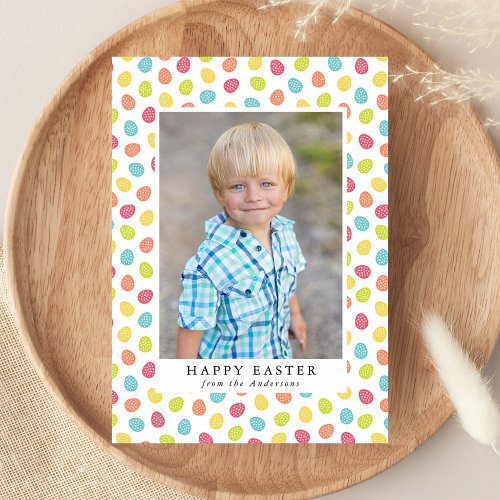 Cute  Colorful Easter Eggs Photo Holiday Card