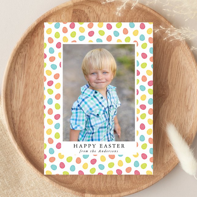 Cute & Colorful Easter Eggs Photo Holiday Card (Creator Uploaded)