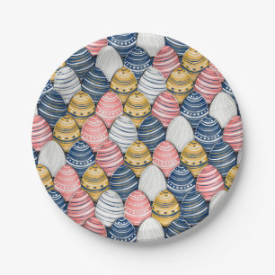 Cute Colorful Easter Eggs Seamless Pattern Paper Plates