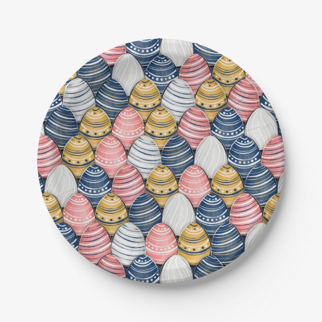 Cute Colorful Easter Eggs Seamless Pattern Paper Plates (Front)