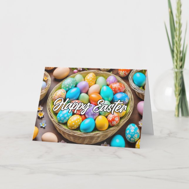 Cute Colorful Easter Holiday Basket Card (Front)