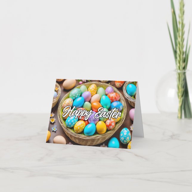 Cute Colorful Easter Holiday Basket Card (Front)