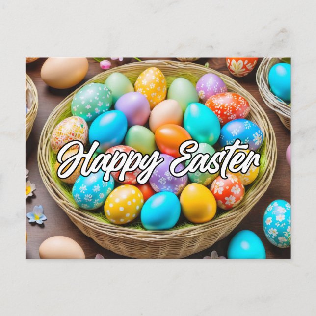 Cute Colorful Easter Holiday Basket Postcard (Front)