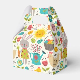 Cute Colorful Easter Rabbits Pattern Favor Box
