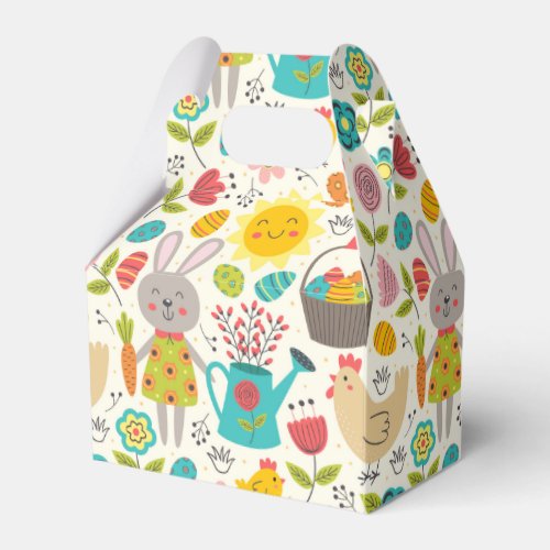 Cute Colorful Easter Rabbits Pattern Favor Boxes