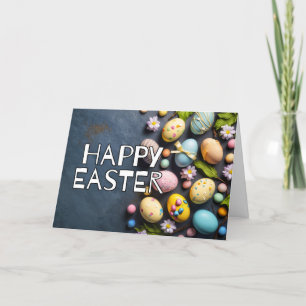 Cute Colorful Eggs Happy Easter Holiday Card