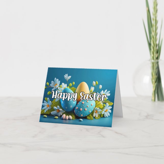 Cute Colorful Eggs Happy Easter Holiday Card (Front)