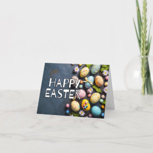 Cute Colorful Eggs Happy Easter Holiday Card