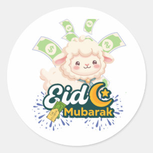 Cute Colorful Eid Mubarak Sheep Kids T-Shirt - Hap Classic Round Sticker