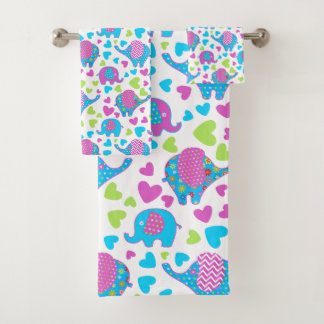 Cute Colorful Elephant Bath Towel Set