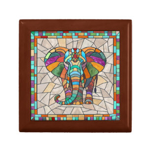 Cute Colorful Elephant mosaic art Gift Box