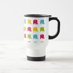 Cute Colorful Elephant Pattern Travel Mug