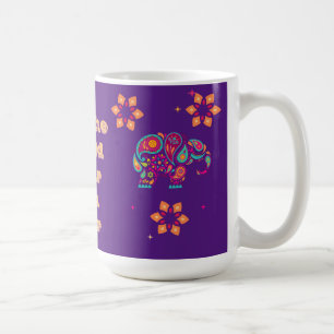 cute colorful elephant quote purple and gold desig coffee mug