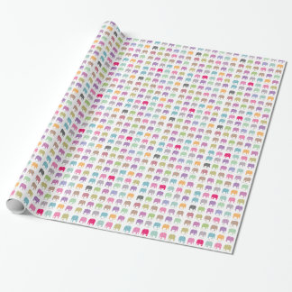 cute colorful elephants wrapping paper
