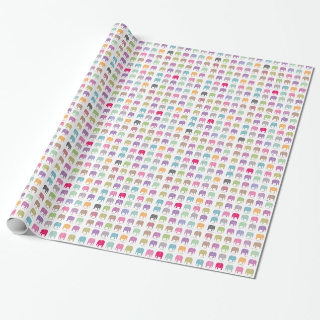 cute colorful elephants wrapping paper (Unrolled)