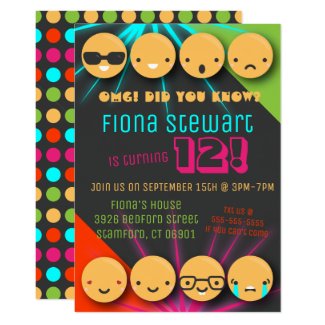 Cute Colorful Emoji Birthday Party Invitation