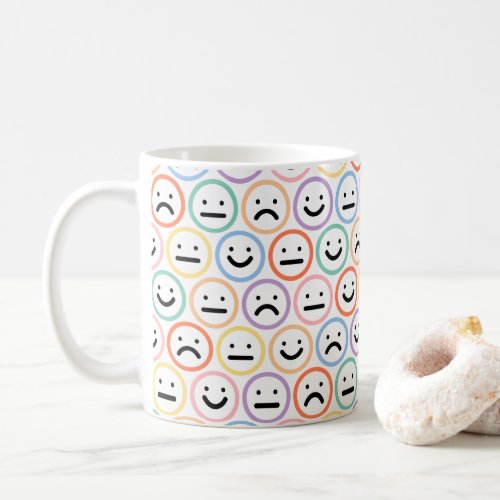 Cute Colorful Face Emoticon Pattern Coffee Mug