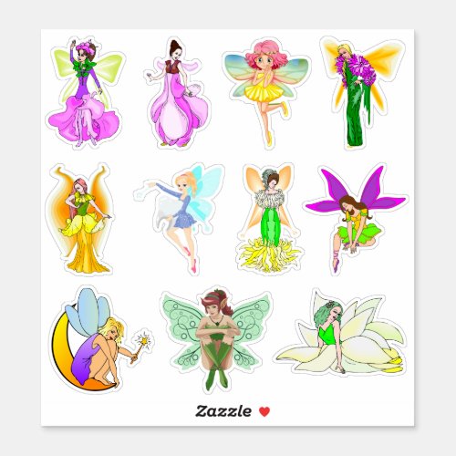 Cute Colorful Fairies Sticker