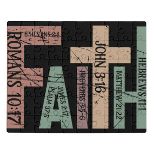 Cute Colorful Faith Bible Verses Typography Quote Jigsaw Puzzle