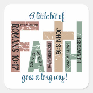  Cute Colorful Faith Bible Verses Typography Quote Square Sticker